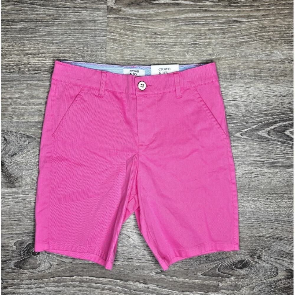 Crown and‎ Ivy Kids Girls Twill Global Pink Shorts Stretch Adjustable Waist Sz 8